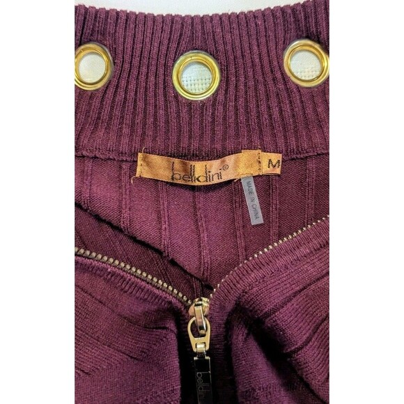 BELLDINI Maroon/Gold Full Zip Cardigan Grommet Embellished Med - Picture 3 of 6